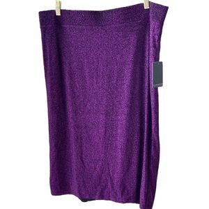 NWT🪻Eloquii Sparkly Lined Metallic Knit Pull-On Pencil Skirt, Vibrant Purple, 18
